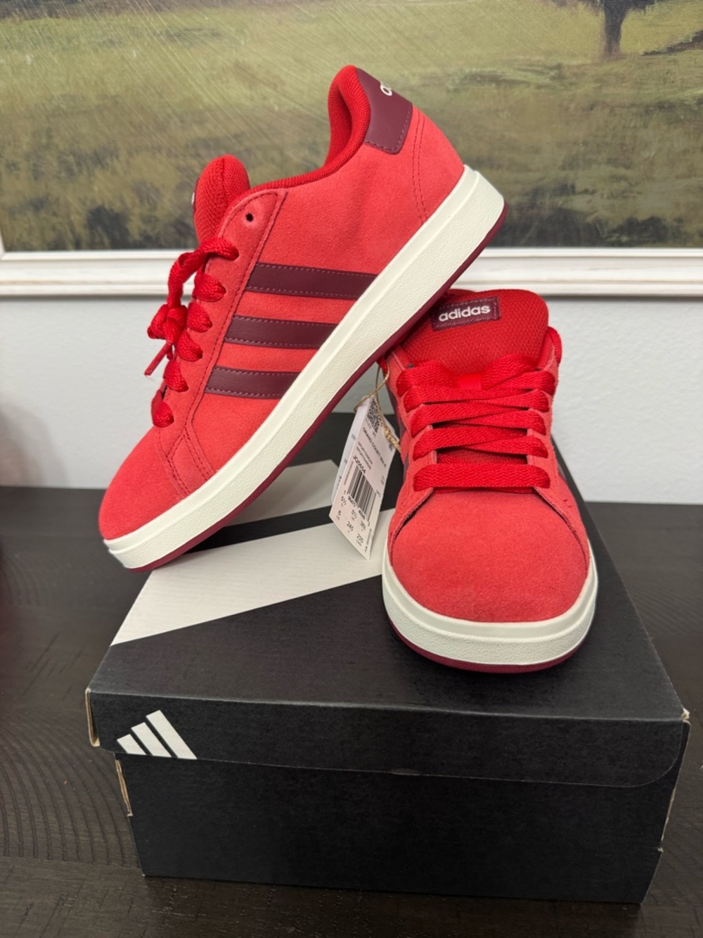 Adidas Red Suede Low-Top Sneakers Size 6 kids new skater shoes